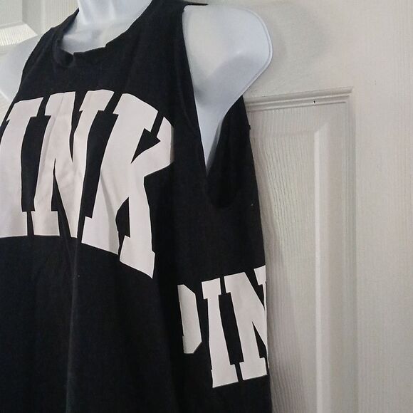 Pink Victoria's Secret black white long sleeve could shoulder t shirt Sz M - Picture 4 of 7